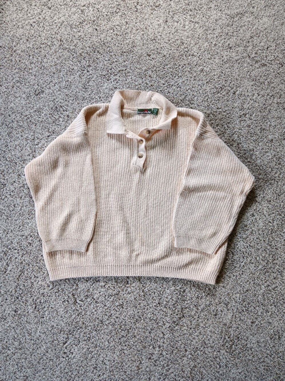 VTG Outback Red Butter Yellow Half Sleeve Polo Sweater Collar Buttons
